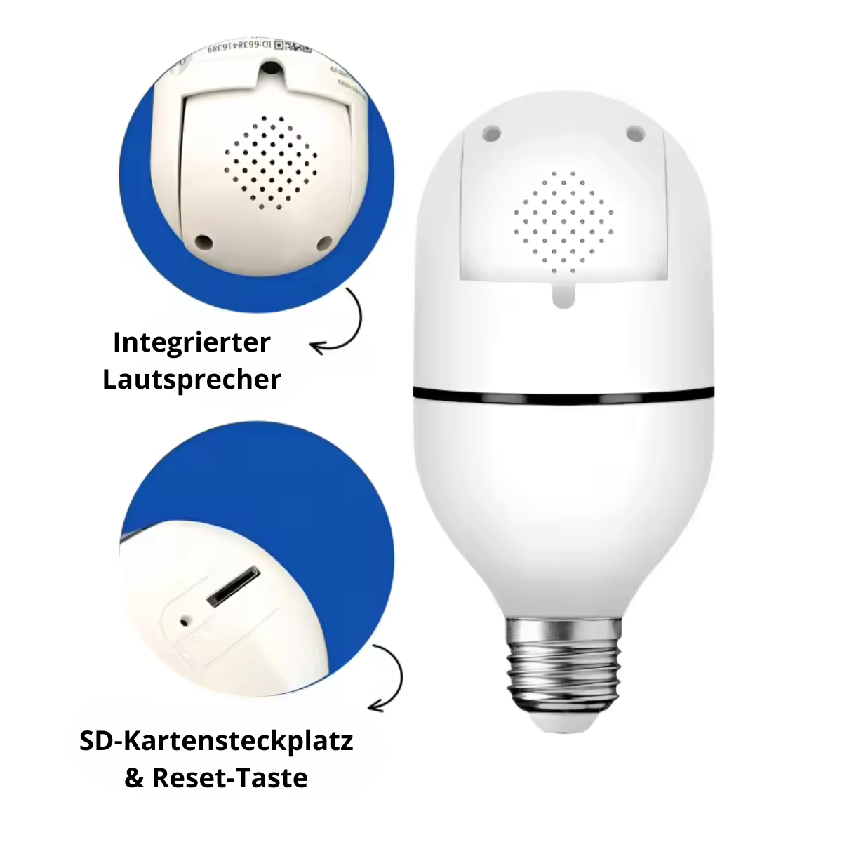 WLAN E27 Überwachungskamera mit 360° PTZ