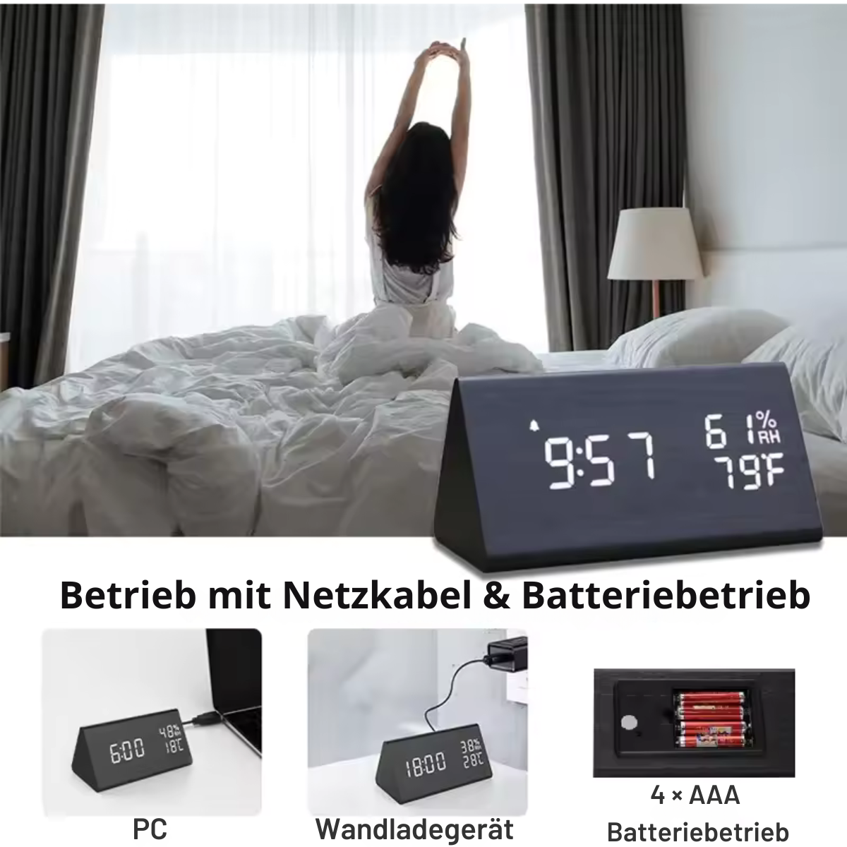 Digitaler Holz Wecker